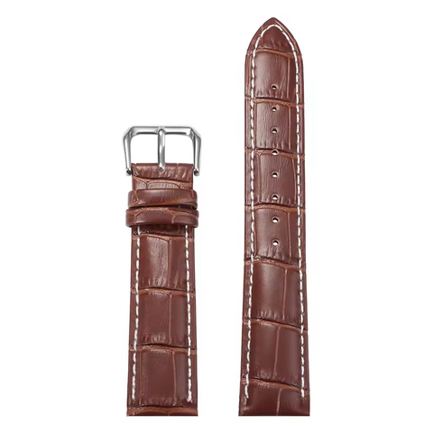 Correa de Reloj de Cuero Cocodrilo - Marrón