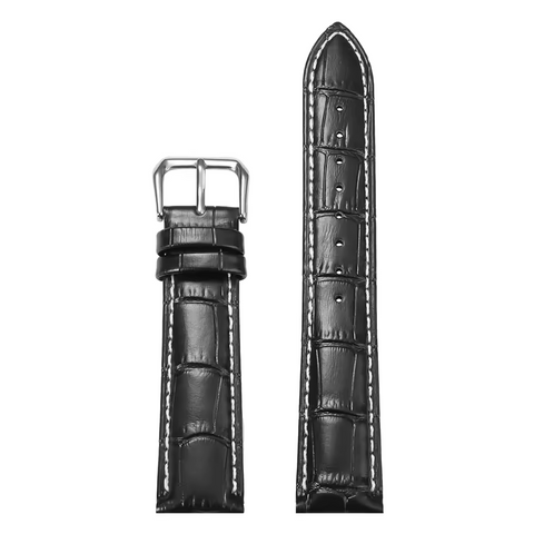 Correa de Reloj de Cuero Cocodrilo - Negro