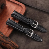 Correa de Reloj de Cuero Cocodrilo - Negro